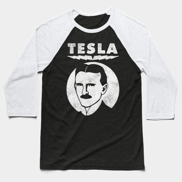 scientist nikola tesla Baseball T-Shirt by MustGoon